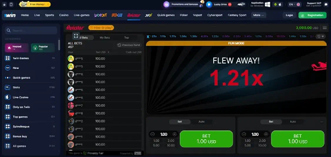 1win Aviator game